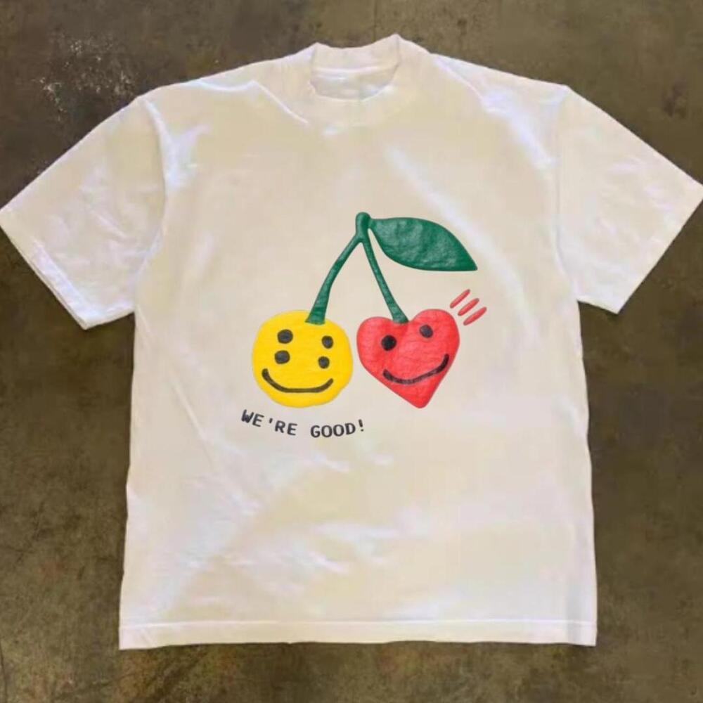 Gildan Men White T-Shirt, Cherry Graphic Tee